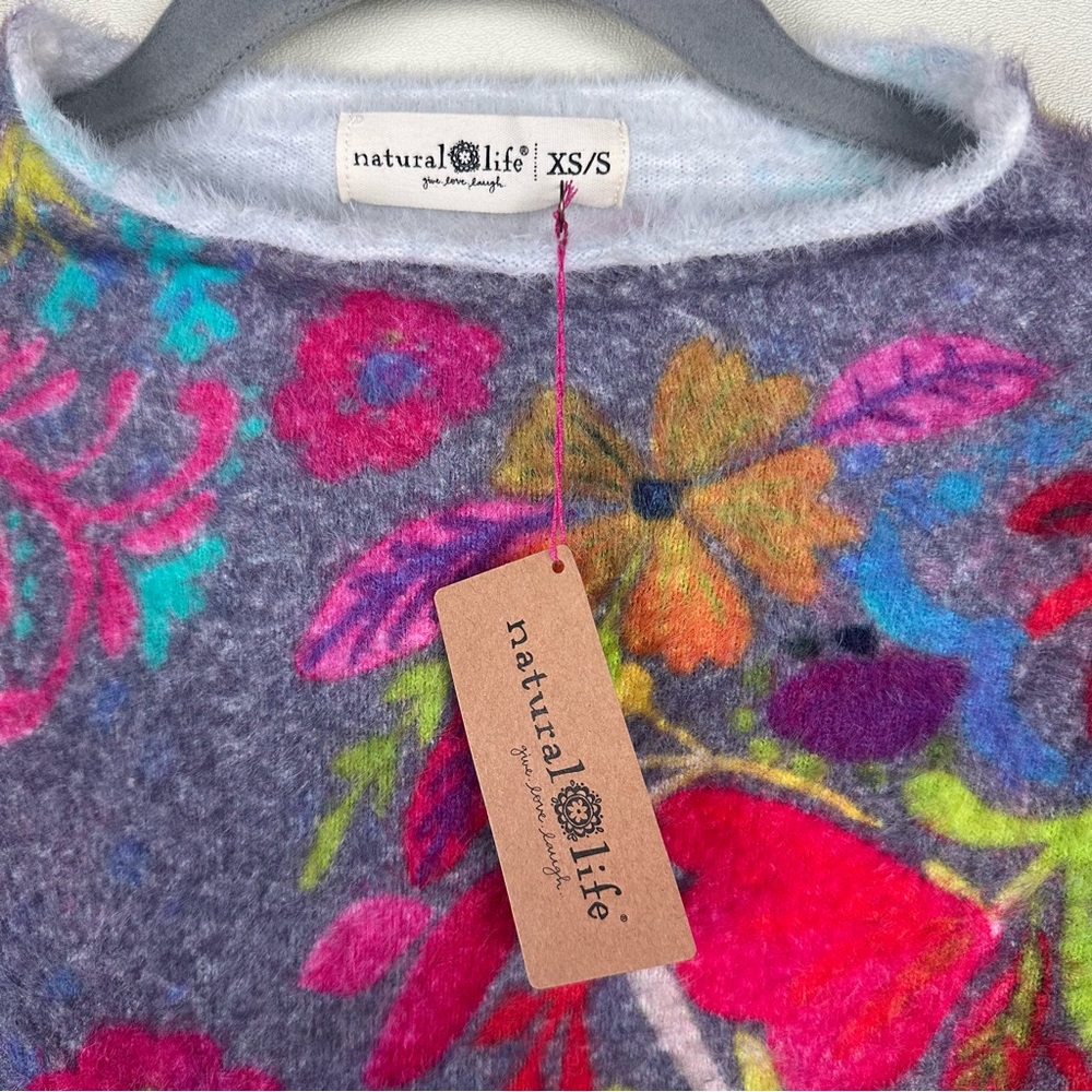 Natural Life Floral Mock Neck Pullover Sweater NWT Size XS/Small - Picture 4 of 5